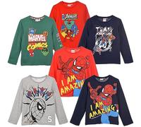 Characters Cartoons Superhéroes - Niño - Camiseta de manga larga - Otoño Invierno - Algodón - Licencia Oficial, 1068 Spiderman Gris, 8 años
