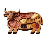 Charcuterie Board - Cow Shaped Wooden Serving Platter, Rustic Cheese Display Tray with Smooth Carved Farmhouse Style, Organized Food Presentation Function, Ideal for Wedding Hosting Holiday Kitchen Ta