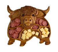 Charcuterie Board, Wooden Cow Shaped Serving Tray | 33cm Rustic Cheese Snack Fruit Meat Platter For Party Banquet Family Dining Holiday Table Presentation Kitchen Entertaining Use For Guests