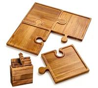 Charcuterie Boards - Wooden Tray Food Holder, Large Cheese Board | Puzzle Cutting Board Charcuterie Trays | Serving Tray For Cheese Cold Cuts Steak Fruits Nuts Family Gathering Holiday Parties Picnic
