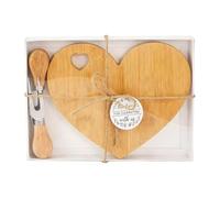 Charcuterie Serving Board - Heart-Shaped Meat Platter with Cutlery Fork, Wooden Board for Cheese and Snacks, Romantic Dining Accessory, for Couples Women Adults Home Weddings