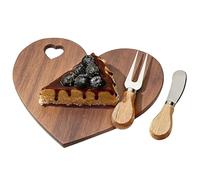 Charcuterie Serving Board - Heart-Shaped Meat Platter with Cutlery Fork, Wooden Board for Cheese and Snacks, Romantic Dining Accessory, for Couples Women Adults Home Weddings