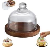 Charcuterie Snow Globes, Charcuterie Snow Globes Style Food Display Stand, Mini Cake Stand Display with Wooden Base and Glass Dome Lid, Individual Charcuteries Dome, For Dessert(1pc)