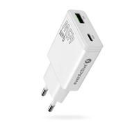 Charger gan 1x usb-c, 1x usb quick charge 3.0 45w pd white