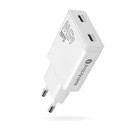 Charger gan 2x usb-c quick charge 3.0 45w pd white