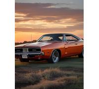 Charger Sunset: Classic Muscle Car Notebook: 8.5 x 11 Lined Journal | 100 Pages | Vintage Car Notebook for Gearheads & Retro Auto Fans