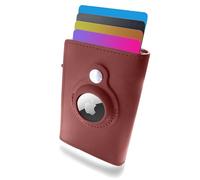 Chargies Cartera AirTag de piel auténtica con ranura para tarjetas, protección antirrobo RFID para Apple AirTag, cierre magnético, Red, 9 cm, Contemporáneo