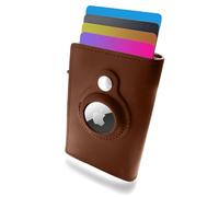 Chargies Cartera AirTag Rojo de Piel con Tecnología RFID para Tarjetas de Crédito para Hombre para Apple AirTag, Cartera Inteligente