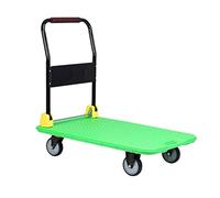 Chariot Pliable à Plateau Avec roues pivotantes - Chariot portatif pour la Maison, le Jardin, le magasin, l'entrepôt et l'atelier - Vert 70 x 47 x 82 cm