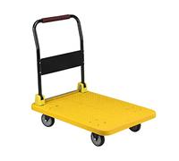 Chariot Pliable à Plateau - Chariot robuste Avec roues pivotantes pour la Maison, le Jardin, l'entrepôt et le magasin - Jaune 89 x 59 x 86 cm