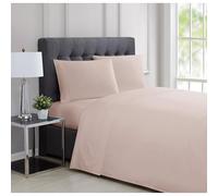 Charisma - Juego de sábanas y Fundas de Almohada de 310 TC Queen de 4 Piezas - Colección de satén sólido - Blush