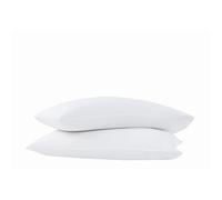 Charisma Par de Fundas de Almohada estándar de satén de algodón sólido clásico de 310 Hilos, Color Blanco Brillante
