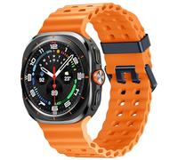 Charlam Compatible con Samsung Galaxy Watch Ultra Correa 47mm (2024), No Gap Resistente Transpirable Suave Silicona Ocean Correas Pulsera Deportiva para Samsung Galaxy Watch 7 Ultra Band, Naranja