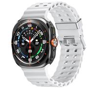 Charlam Compatible con Samsung Galaxy Watch Ultra Correa 47mm (2024), No Gap Resistente Transpirable Suave Silicona Ocean Correas Pulsera Deportiva para Samsung Galaxy Watch 7 Ultra Band, Blanco
