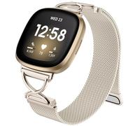 Charlam Metal Band Compatible con Correa Fitbit Versa 3, Correas Fitbit Versa 4 para Mujer, Banda Magnética Ajustable de Acero Inoxidable para Correa Fitbit Sense, Sense 2, Starlight