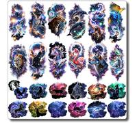 CHARLENT Galaxy Animals Tatuajes Temporales para Niños Adultos - 12 Hojas de Tatuajes Grandes Animales y 13 Hojas de Tatuajes Pequeños Salvajes Pegatinas