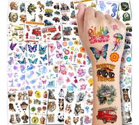 CHARLENT Tatuajes Temporales para Niños: 320 Diseños Variados(36 Láminas). Set de Pegatinas de Tatuajes para Niños Y Niñas. Incluye Tatuajes de Coches, Dinosaurios, Sirenas Hawaianas Y Animales en Acu