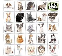 CHARLENT Tatuajes Temporales para Perros y Gatos para Niños - Tatuajes 3D para Cachorros y Gatitos Individuales para Niños y Niñas - Bomboneras para Fiestas de CumpleañOs - 148 Unidades