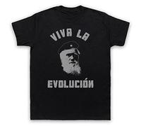 Charles Darwin Viva La Evolucion Camiseta para Hombre, Negro, XL