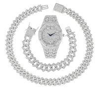 Charles Raymond Bling-ed Out 10227FAM - Reloj de lujo para hombre, estilo hip hop, destaca en tu equipo con este reloj brillante visto desde Miles Away, Juego ST10528-SLV-ZZ, Rapero de Hip Hop Iced