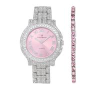 Charles Raymond Reloj de Lujo para Mujer con Diamantes de Cristal, un Verdadero testamento para la Belleza Brillante y el Glamour Atemporal - L0504 LA, L0504 Slv-Pink - Pink-t, Pulsera