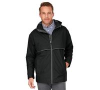 Charles River New Englander - Chaqueta impermeable para hombre, talla normal y grande, Negro/Gris, Medium