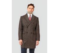 Charles Tyrwhitt Brown Checked British Wool Double Breasted Epsom Coat Brown Talla: 40R | Outlet | Hombre | Marrón