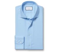 Charles Tyrwhitt Camisa Azul Celeste de Sarga Extra Slim fit con Cuello Italiano