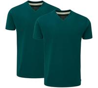 Charles Wilson Paquete 2 Camisetas Cuello Pico Lisas (S, Deep Teal (1024))