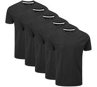 Charles Wilson Paquete 5 Camisetas Cuello Redondo Lisas (Medium, Negro)