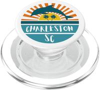 Charleston Carolina del Sur Delfines Playa Océano Retro Atardecer PopSockets PopGrip para MagSafe