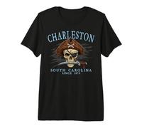 Charleston South Carolina Pirate Skull Desde 1670 Cian Camiseta Premium