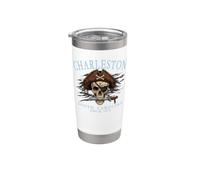 Charleston South Carolina Pirate Skull Desde 1670 Cian Vaso térmico de acero inoxidable de doble pared