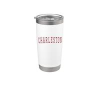 Charleston South Carolina Souvenir College Style Red Text Vaso térmico de acero inoxidable de doble pared
