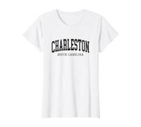 Charleston South Carolina Vintage Viajes Camiseta gráfica económica, Mujer, Blanco, S