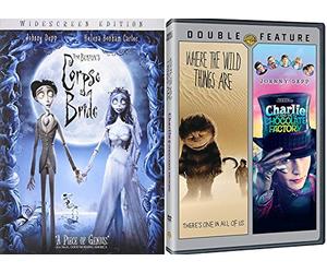 Charlie and the Chocolate Factory Tim Burton & Where the Wild Things Are + Corpse Bride DVD Set / Classic Family Movie Bundle Triple Feature
