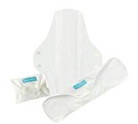 Charlie Banana Compresas Reutilizables Super+ Pack de 3 con Bolsa | Compresas Menstruales Lavables para Absorción Alta y Nocturna | Blancas