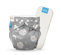 Charlie Banana Pañal de Tela Reutilizable con Inserto Absorbente, Pañal Lavable Tipo Bolsillo con Broches, Talla Única Ajustable para Bebés y Niños Pequeños, Sweet Dreams sobre Gris, 1 Unidad