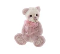 Charlie Bears - Mono Polly | Plumo 2024, colección Laberinto, oso de peluche panda rosa y crema, peluche y alpaca, pesado, lazo, premium, coleccionable, juguete de peluche, hecho a mano, totalmente