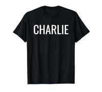 Charlie Camiseta gráfica económica, Hombre, Negro, M