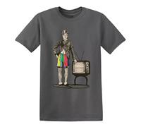 Charlie CHAPLIN's - Camiseta para hombre con impresión fotográfica divertida de broma divertida para fiestas, regalo de Navidad, Camiseta gris con estampado blanco, S