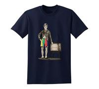 Charlie CHAPLIN's - Camiseta para hombre con impresión fotográfica divertida de broma divertida para fiestas, regalo de Navidad, Camiseta azul marino con estampado blanco, 5XL