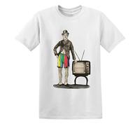 Charlie CHAPLIN's - Camiseta para hombre con impresión fotográfica divertida de broma divertida para fiestas, regalo de Navidad, Camiseta Blanca De Impresión Negro, 5XL
