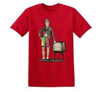 Charlie CHAPLIN's - Camiseta para hombre con impresión fotográfica divertida de broma divertida para fiestas, regalo de Navidad, Camiseta roja con estampado blanco, L
