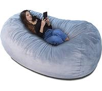 Charlie & Finn Puf Giga XXL en Gris Plata - Funda Aterciopelada Muy cómoda con Espuma viscoelástica - Cama Gigante, sofá Largo, Tumbona acogedora, colchón Genial - Niños, Adultos y Adolescentes