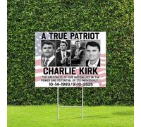 Charlie Kirk A True Patriot, Pray Justice Assassination Shooting Hero, letrero de decoración de jardín, letrero de jardín con estaca de metal
