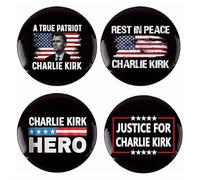 Charlie Kirk Botones Pin A True Patriot Pray Justice Assassination - Botones y alfileres novedosos para hombre, diseño de héroe de tiro, libertad de héroe e insignias circulares, broche redondo para