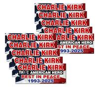 Charlie Kirk - Calcomanía de héroe americano verdadero, memoria, justicia, memorial, libertad, patriota, coche, camión, ventana, laptop, homenaje patriótico para fanáticos/seguidores (A 3 piezas)