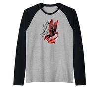Charlie Parker pájaro rojo y negro con saxofón Camiseta Manga Raglan