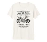 Charlie's Garage - Diseño de Motocicleta Vintage para Nombre Charlie Camiseta Premium